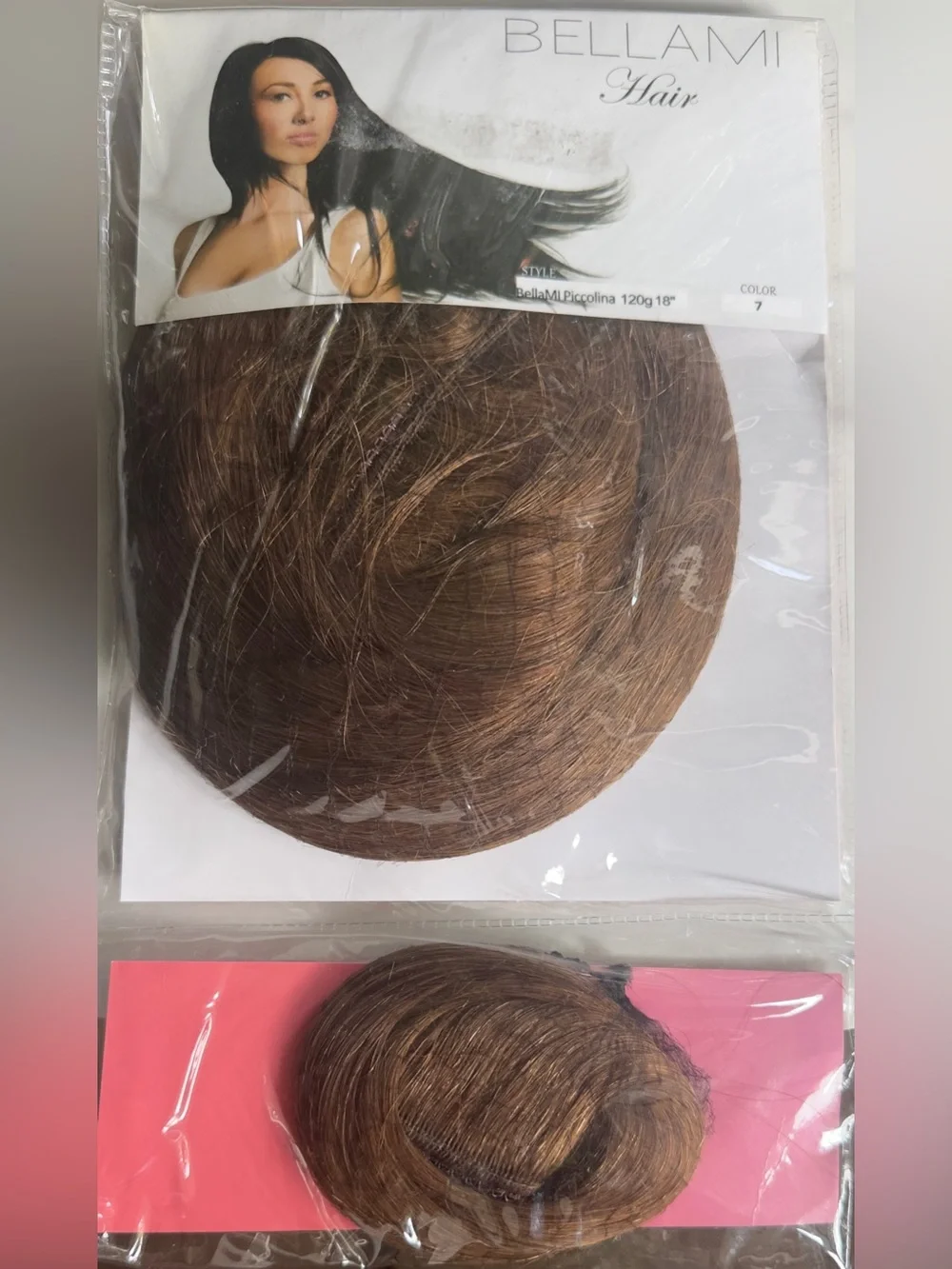 BELLAMI HAIR Piccolina 120g 18” Almond Brown #7 Hair Extensions Factory Sealed